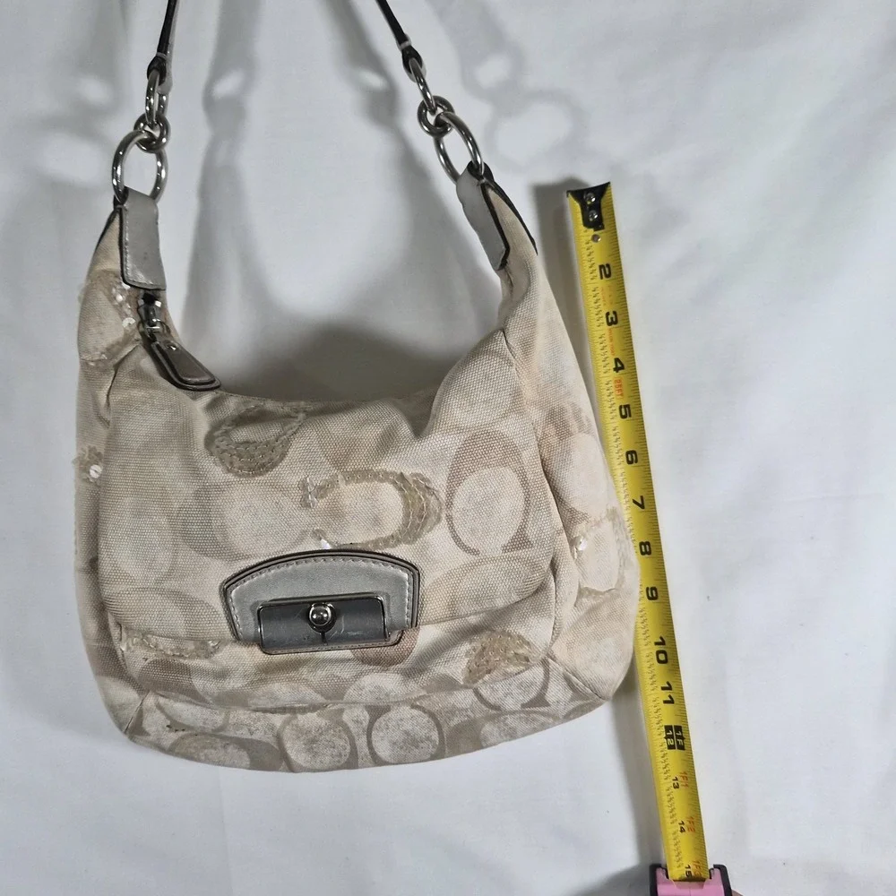 Y2k Coach Kristen Beige Embellished Hobo Bag 19340 Sequin